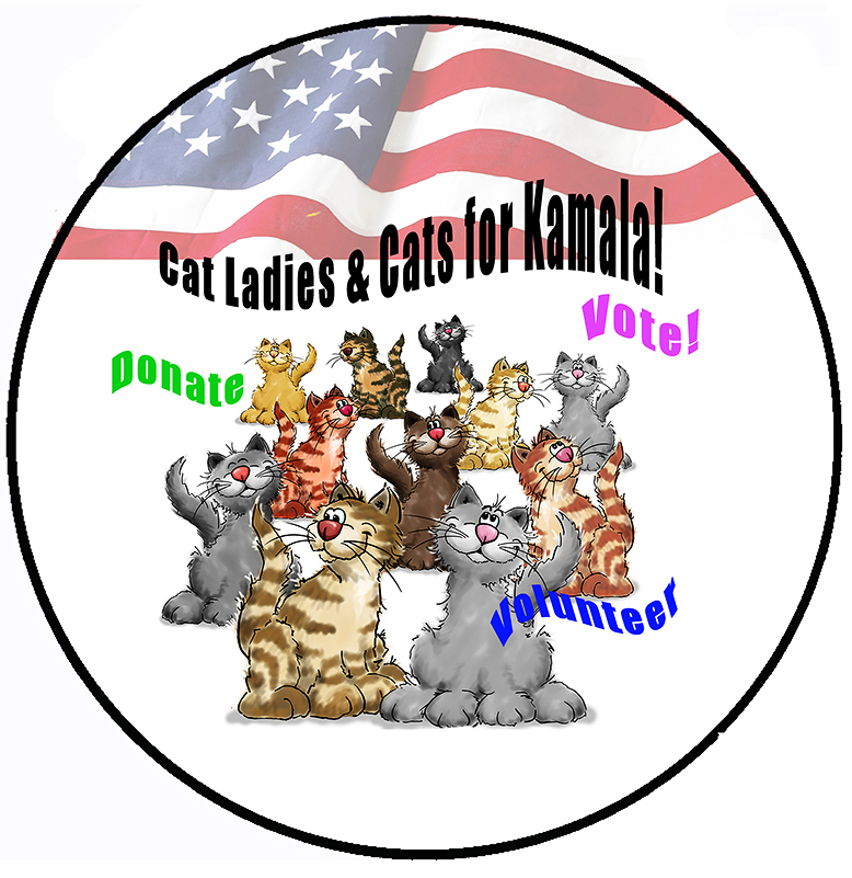 Cat Ladies for Kamala Campaign Pin